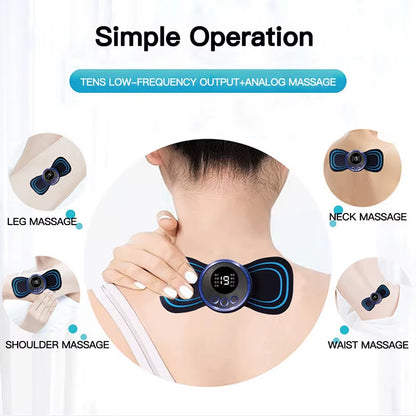 Electric Neck Massager Mini Cervical Back Patch Muscle Relieve Fatigue Stimulator Massageador Mat Pad Home Use Massage Tool